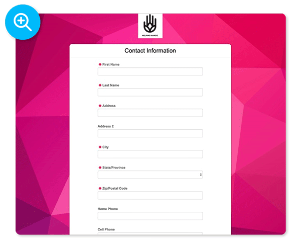 Volunteer form screenshot