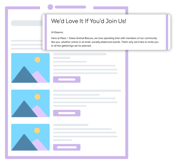 example of a DonorPerfect email template used to retain donors
