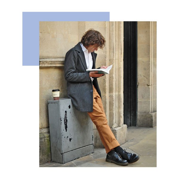 man reading a book
