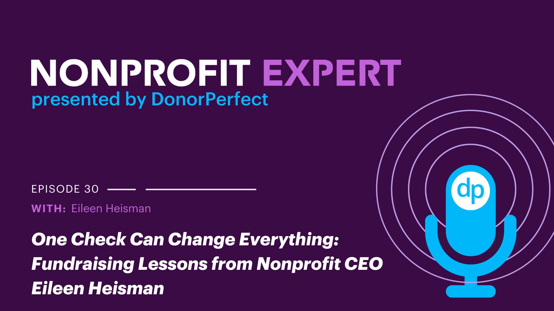 Nonprofit Expert Episode 30 – One Check Can Change Everything: Fundraising Lessons from Nonprofit CEO Eileen Heisman