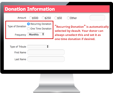 DonorPerfect Online Form for monthly giving