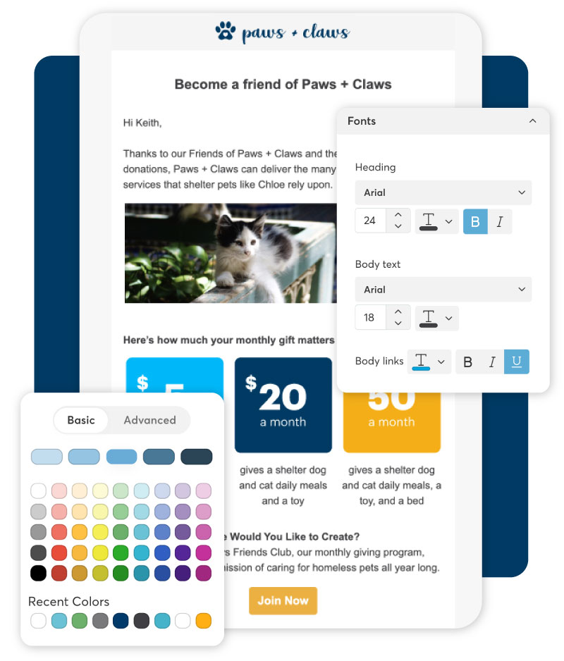 Constant Contact designing an email