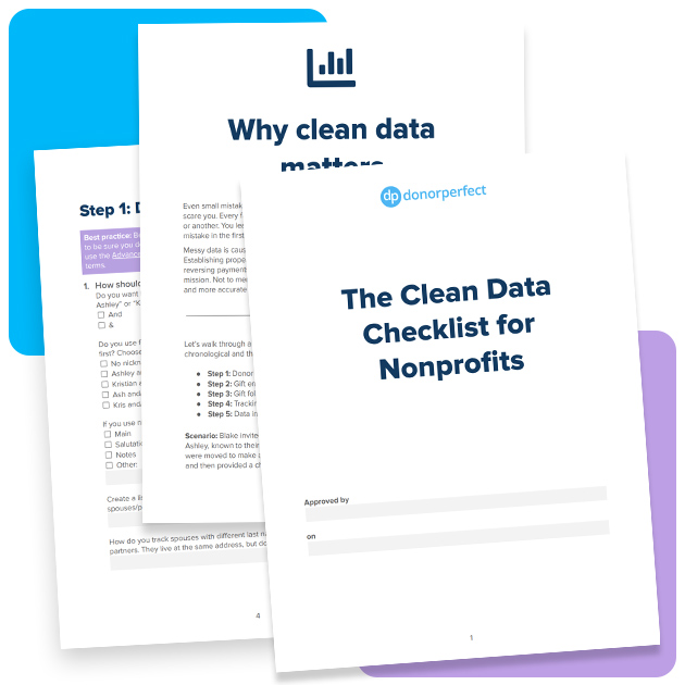 DonorPerfect Resource: The clean data checklist for nonprofits document mockup
