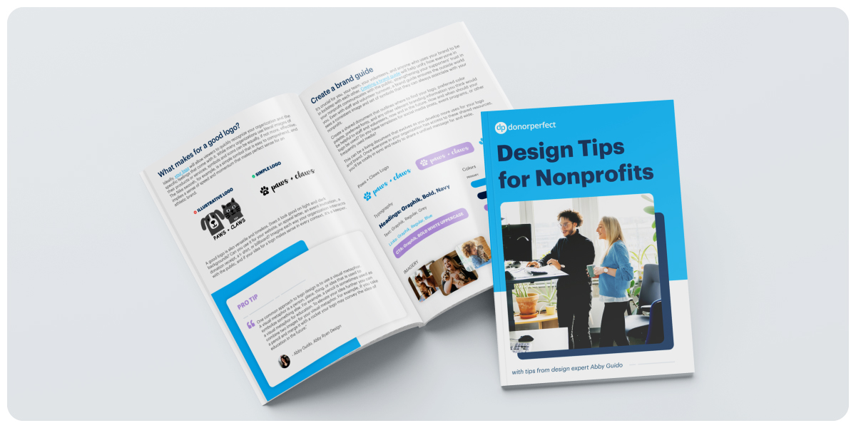 mockup of DonorPerfect's Design Tips for Nonprofits ebook