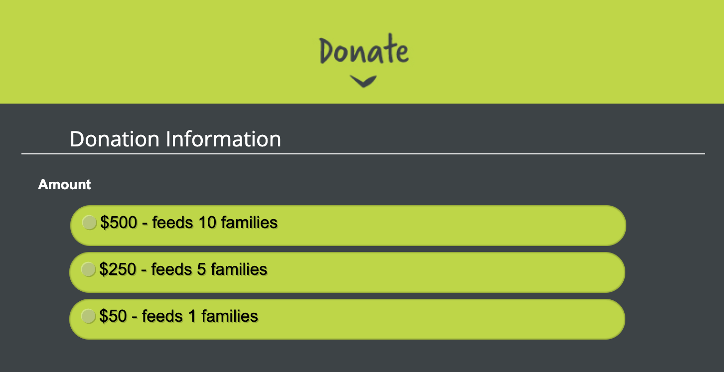 donation descriptions and amounts