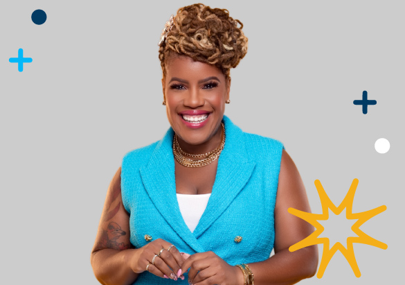 Image of Kishshana Palmer with spark branding surrounding her. 