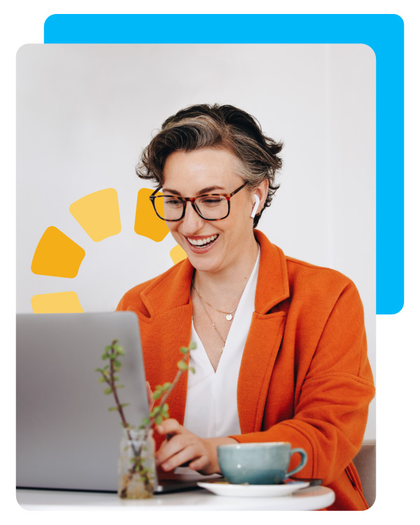 nonprofit employee enjoying a conference on their computer 