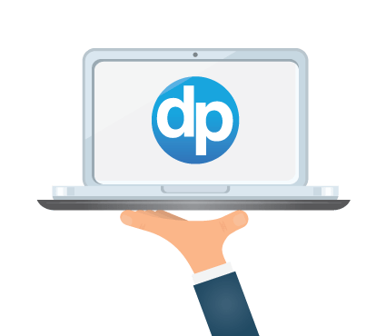 laptop with DonorPerfect logo