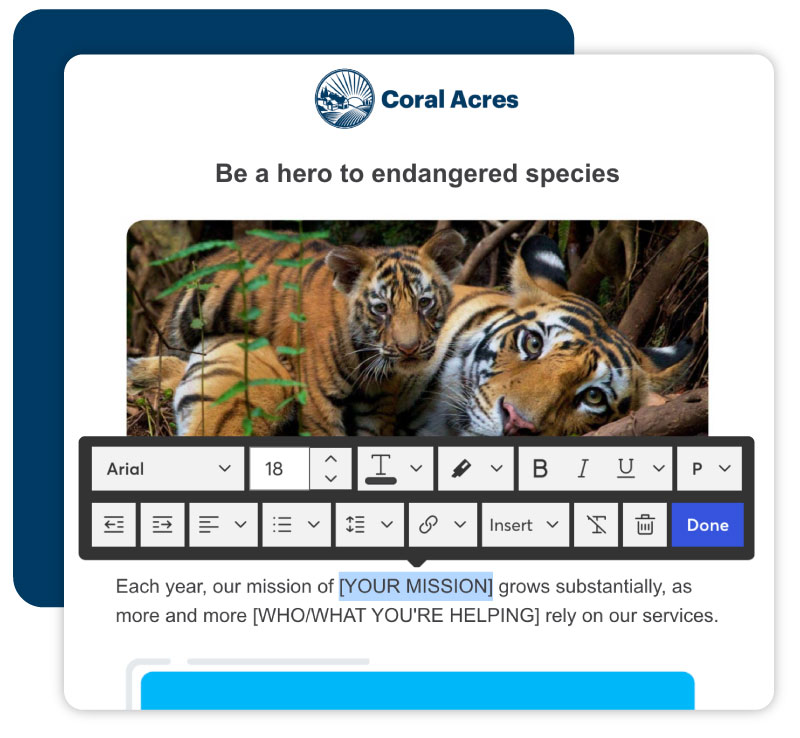 Save endangered species constant contact email. DonorPerfect exclusive template