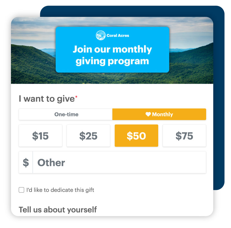 Example Monthly giving form for the environment