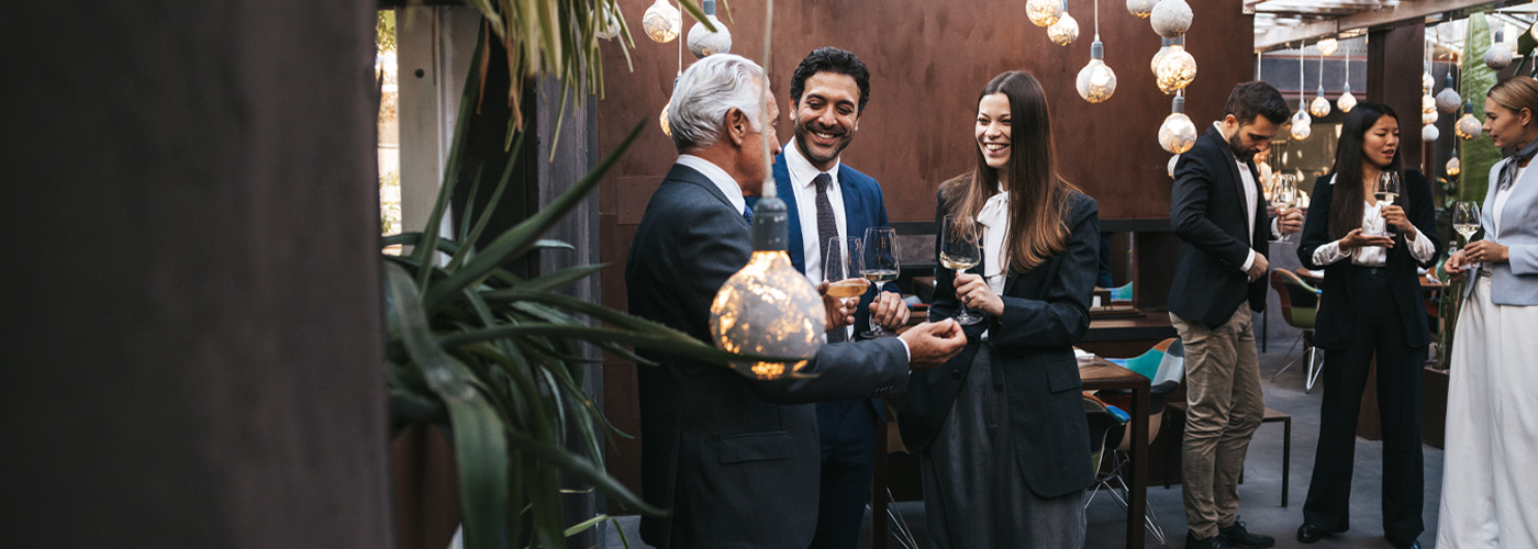 Group of people at a elegant black tie event.