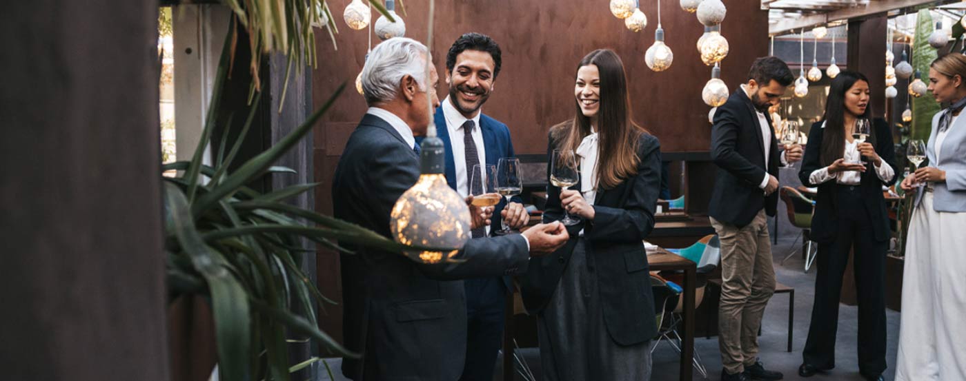 Group of people at a elegant black tie event.