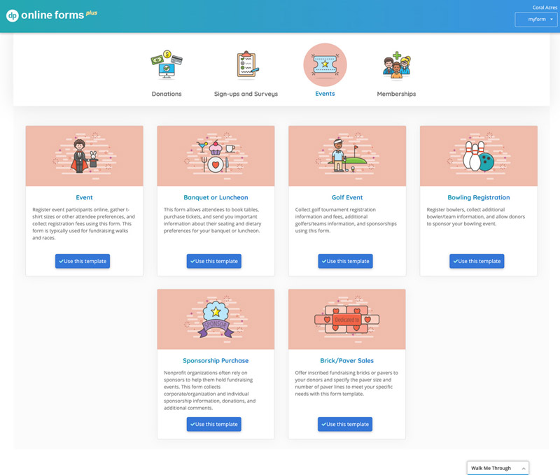 Event Form Template in DonorPerfect Classic Forms