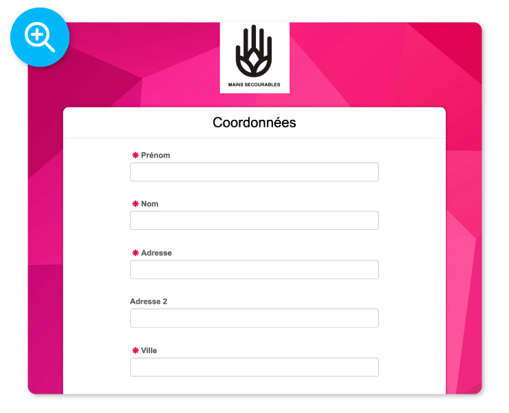 French DonorPerfect Online Form: Inscription simple des bénévoles.