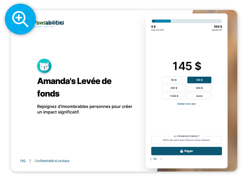 Online crowdfunding form example in french