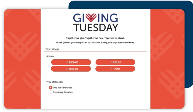 Giving Tuesday form example using DonorPerfect Online Forms