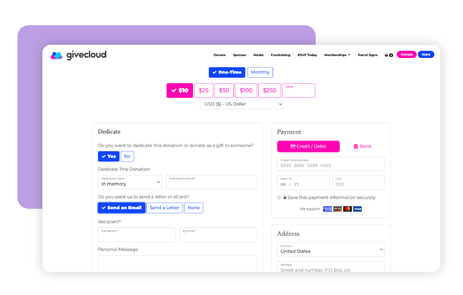 example of a givecloud giving page built with donors in mind 