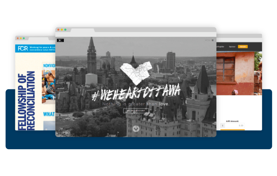 examples of nonprofit websites built using Givecloud website builder