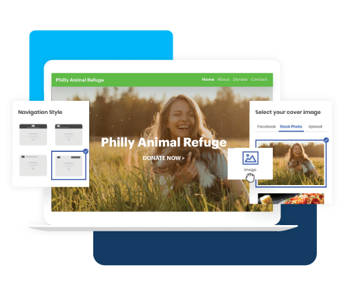 example animal service nonprofit website being built using Constant Contact's website builder