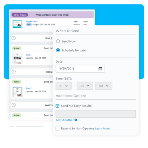 example of Constant Contact's ability to import, store and segment contacts