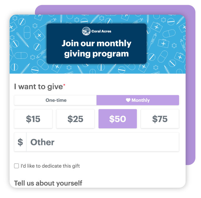 Example monthly giving form