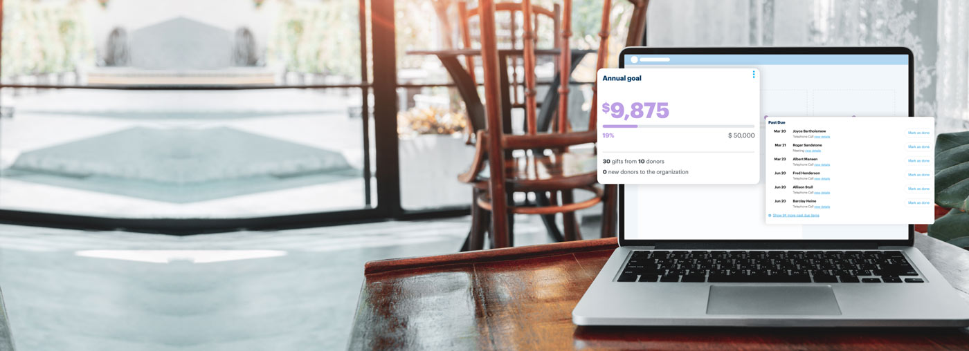 DonorPerfect Goals Dashboard Mockup