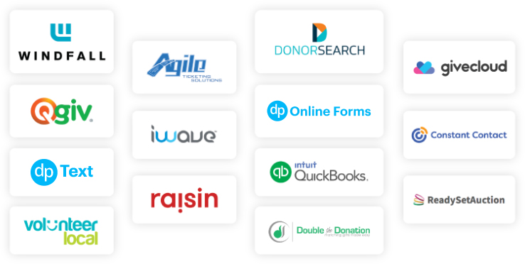 DonorPerfect integrations and Partners logos