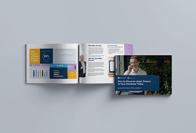 mockup of DonorPerfect's How to Discover Major Donors in Your Database Today ebook
