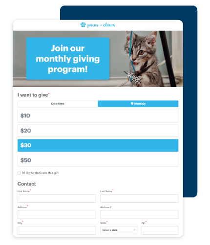 example monthly giving signup form template