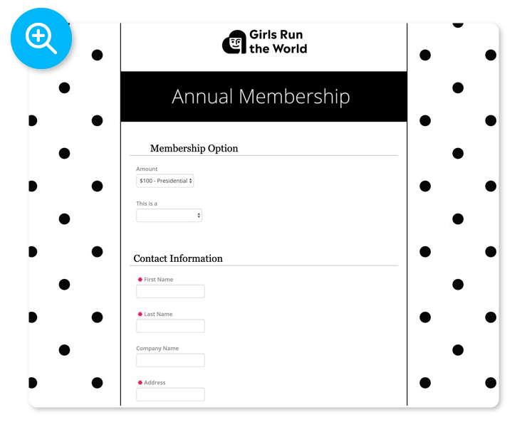 Annual Membership Form Screenshot