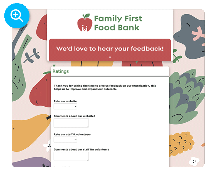 Food Bank form screenshot