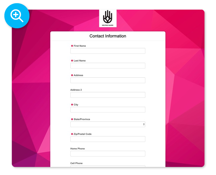 Volunteer form screenshot