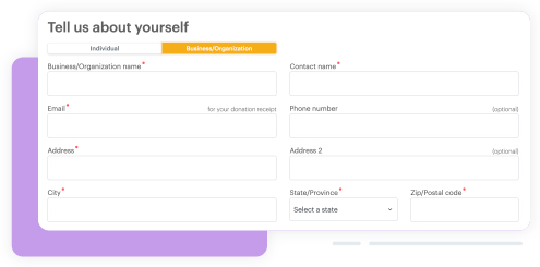Giving as an organization on online forms