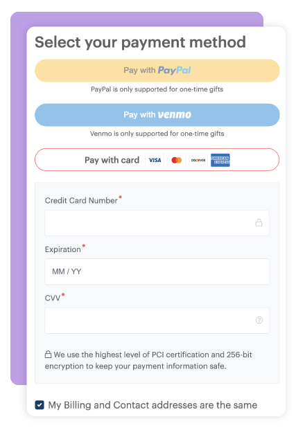 Paypal and Venmo now available on DonorPerfect Online Donation Forms