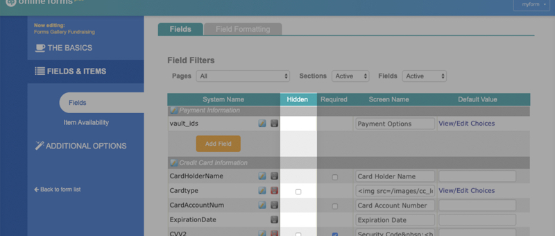 The default template comes with so many fields that I don't need my donors to fill out. How can I simplify my forms?