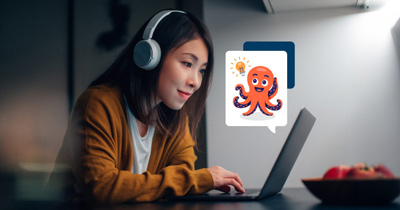 Person using practivated on computer to practice donor conversations