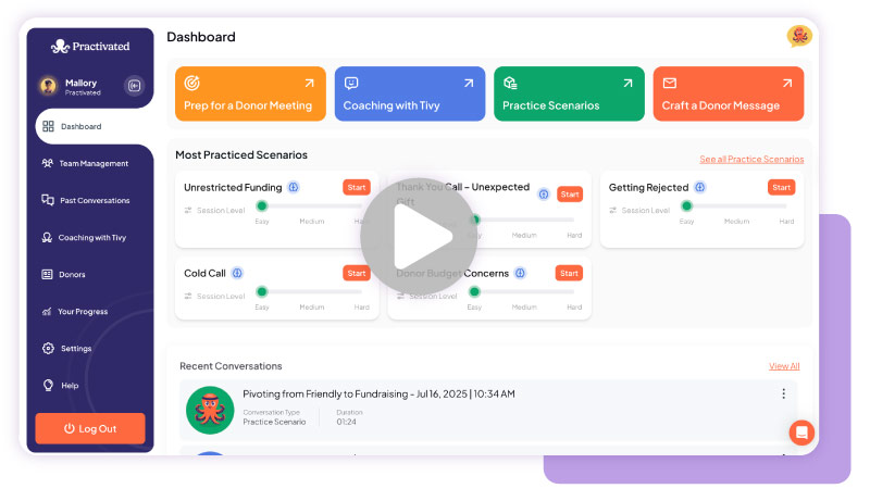 Practivated AI fundraising platform video thumbnail