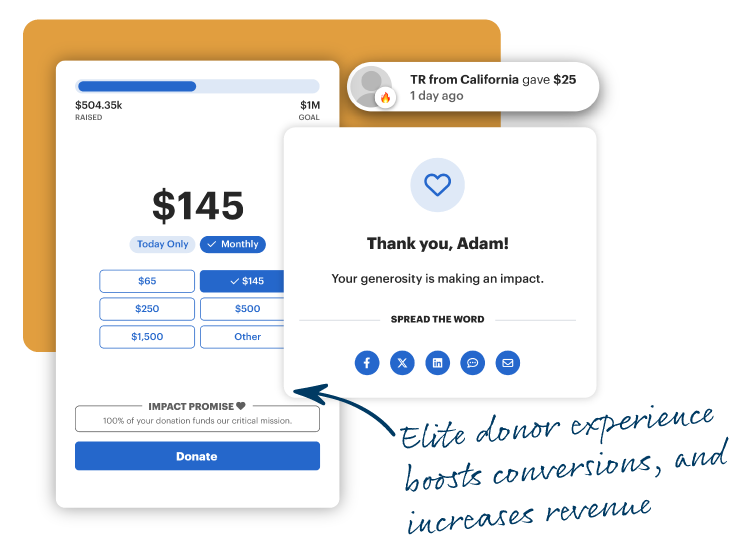 Elite donor experience boosts conversions, and increases revenue