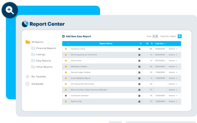 Image of the donor perfect report center