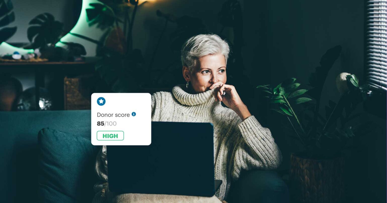 A woman thinking about Donor Data.