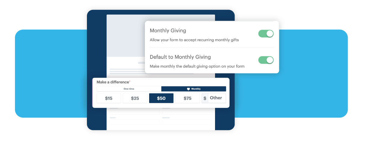 example of DP Forms and the monthly giving option