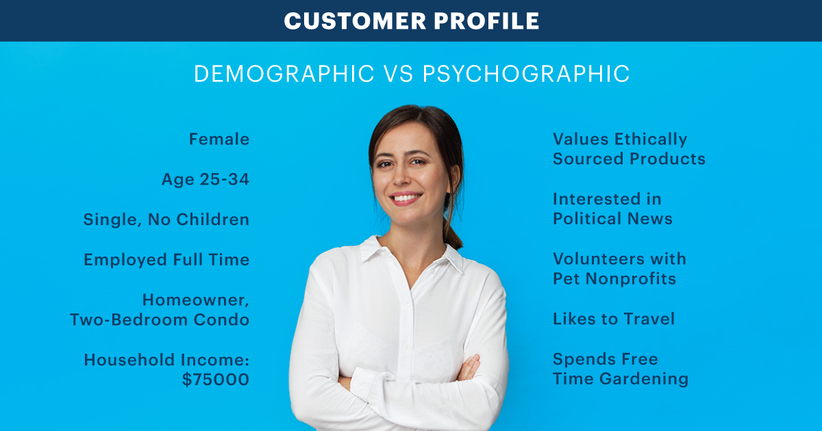 Infographic on donor segmentation focusing on demographic vs psychographic profiles