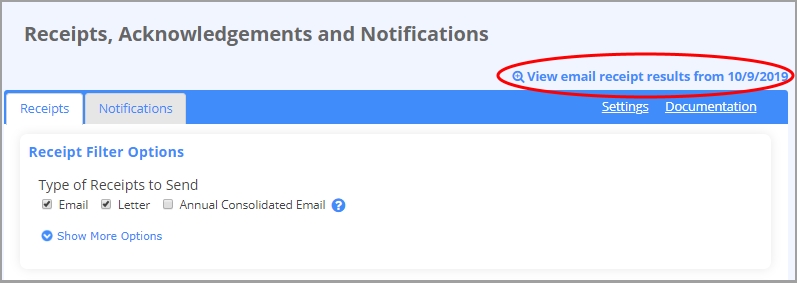 View the Email Receipt Results report in DonorPerfect