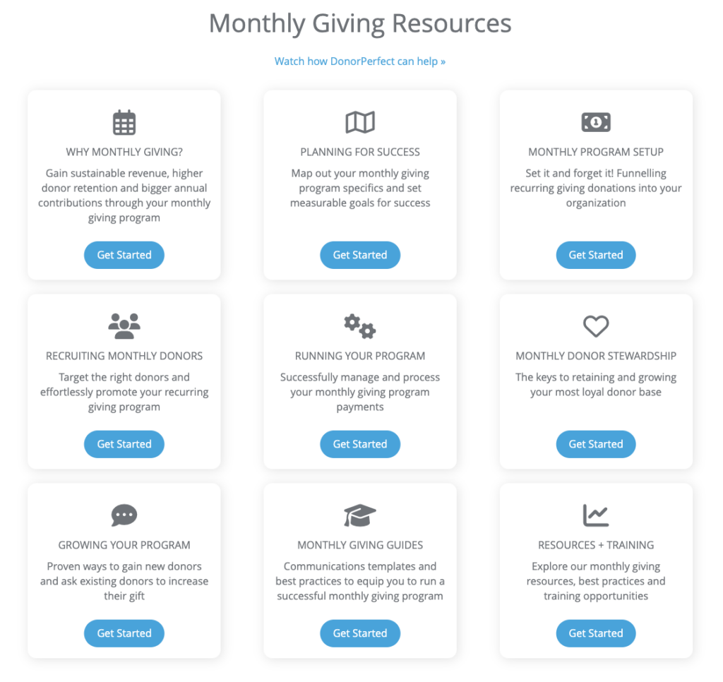 Monthly giving resources