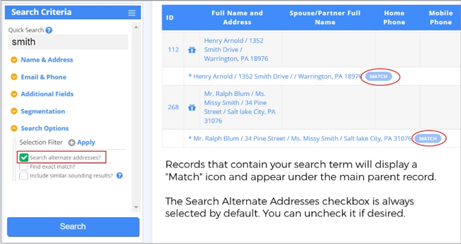 Manage donor data with better address matching in your search results.