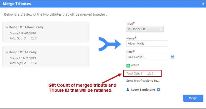 merge duplicate tributes