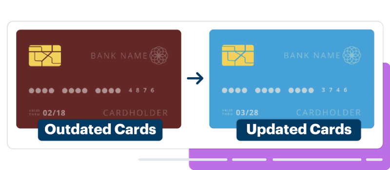 Account Updated illustration with Outdated Cards being updated