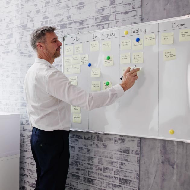 Agile Business Team Using Kanban Task Board