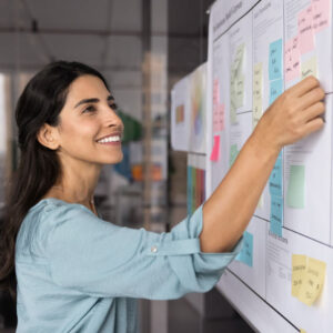 nonprofit employee moving tickets on a kanban board