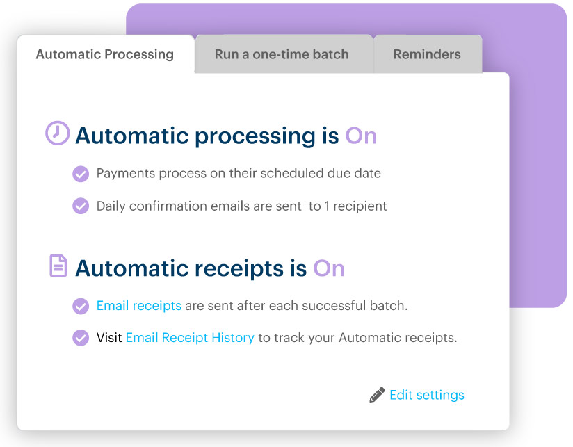 automatic payment processing screenshot